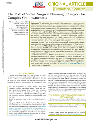 Role of Virtual Surgical Planning in Complex Craniosynostosis
