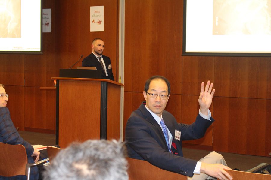 NYC-MISS 2022: Dean Chou engages in Q&amp;A as Dr. Lynn McGrath looks on from podium