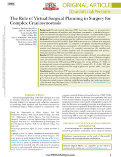 Role of Virtual Surgical Planning in Complex Craniosynostosis