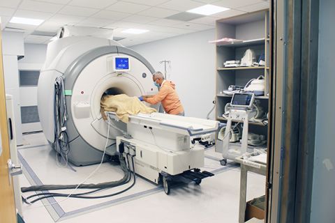 Once prepared and positioned, the patient glides into the scanner
